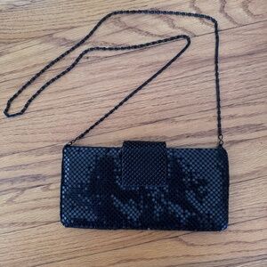 Black Sequin Clutch w/ Chain Strap – Evening Bag, Convertible Shoulder Purse